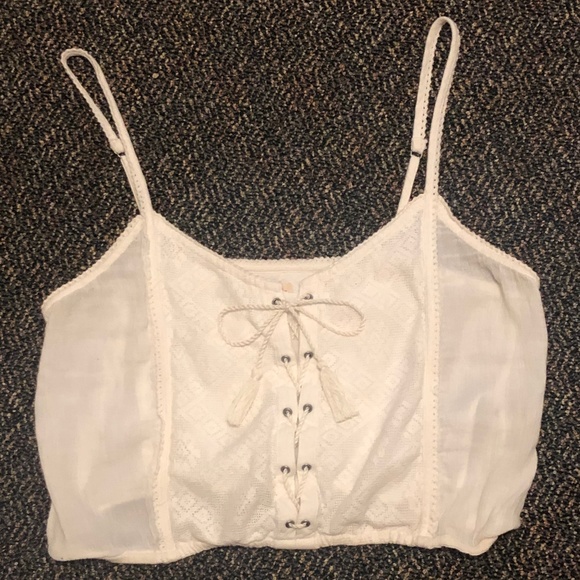 Hollister Tops - NWOT Hollister White Lace-up Shirt / Tank Top (Large)